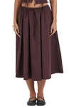House Of Cb Cora Gathered Lace-up Skirt In Rich Brown