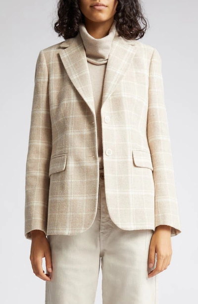 Eleventy Plaid Wool & Alpaca Blend Blazer In Sabbia