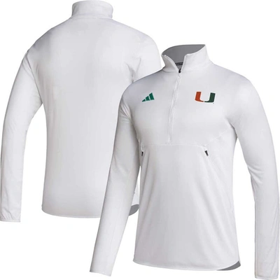 Adidas Originals Adidas White Miami Hurricanes 2023 Sideline Aeroready Half-zip Top