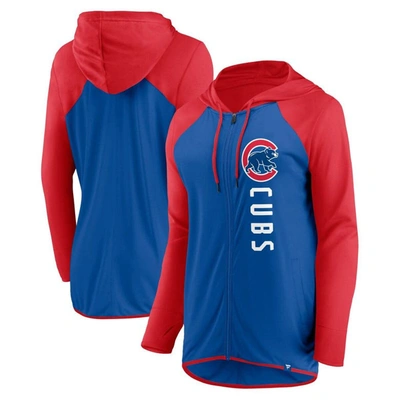 Fanatics Women's  Royal, Red Chicago Cubs Forever Fan Full-zip Hoodie Jacket In Royal,red