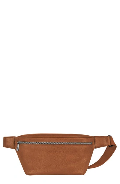 Longchamp Le Foulonné Leather Belt Bag In Caramel