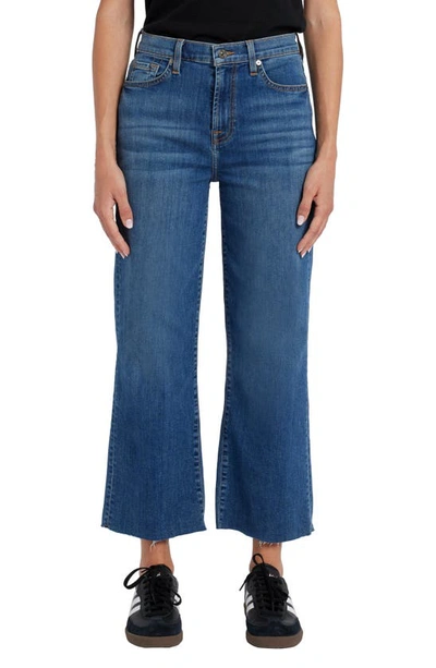 7 For All Mankind Alexa High Waist Raw Hem Crop Wide Leg Jeans In Explorer