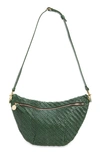 Clare V Large Woven Leather Belt Bag In Evergreen Woven Zig Zag