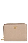 Tom Ford T-line Soft Grain Leather Zip Wallet In 1g006 Silk Taupe