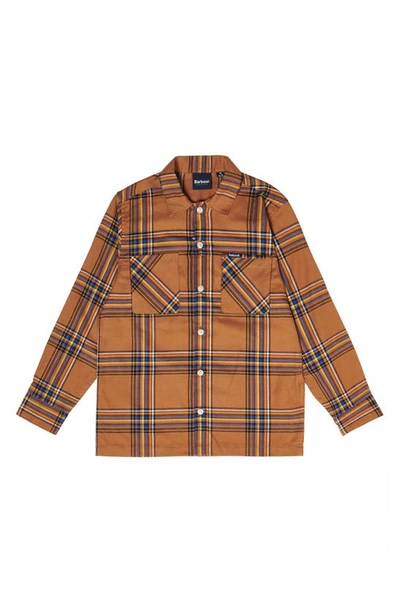 Barbour Kids' Crossfell Plaid Cotton Button-up Shirt In Mustard