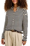 Alex Mill Taylor Stripe Cotton & Cashmere Cardigan In Navy/ Ivory