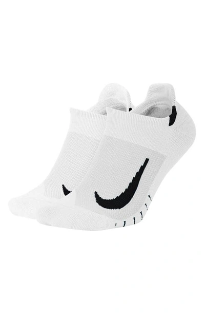 Nike Multiplier Assorted 2-pack No-show Running Socks In White/ Black