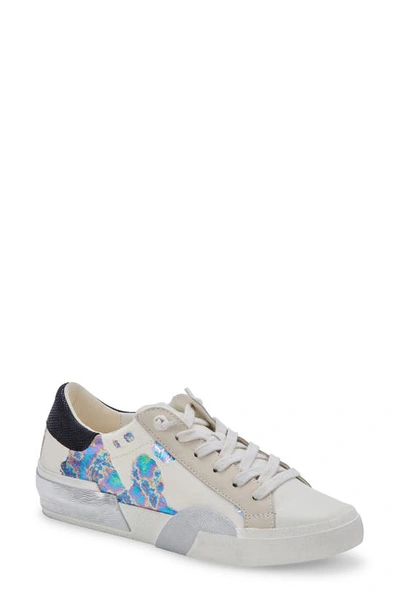 Dolce Vita Zina Sneaker In Silver Iridescent Calf Hair