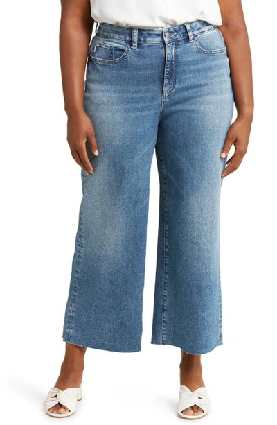 Dl1961 Hepburn High Waist Raw Hem Ankle Wide Leg Jeans In East Lake