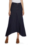 Wash Lab Denim Selma Pieced Asymmetric Denim Maxi Skirt In Raw Denim