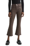 Frame Le Crop Flare Coated Jeans In Espresso Coated
