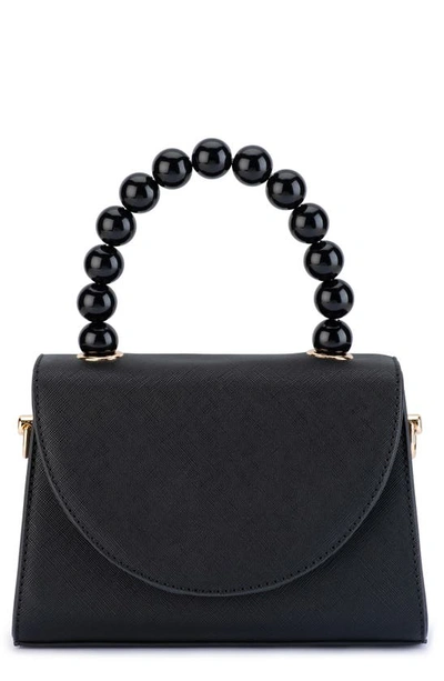 Olga Berg Wendy Acrylic Bead Top Handle Bag In Black