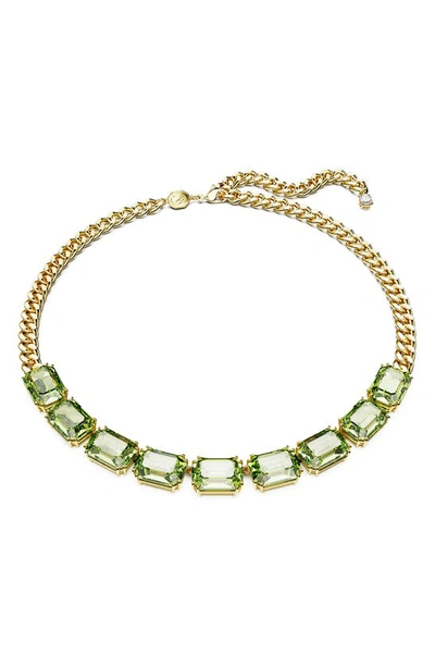 Swarovski Millenia Octagon Crystal Frontal Necklace In Green
