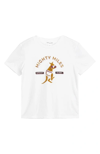 Miles Baby Kids' Mighty Miles Kangaroo Organic Cotton Graphic T-shirt In Off White