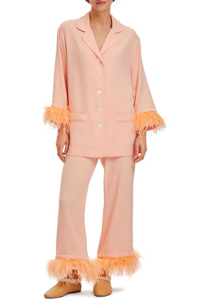 Sleeper Party Double Feather Pajamas In Light Peach
