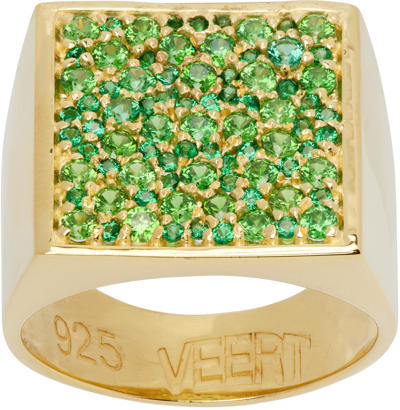 Veert Gold & Green 'the Multi Square Signet' Ring In Yellow Gold