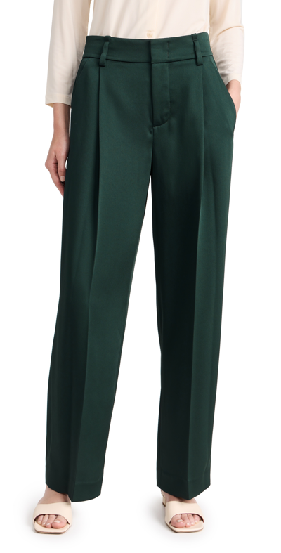 Vince Satin Wide Leg Pants In Green