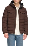 Levi's® Stretch Hooded Puffer Jacket In Dark Brown