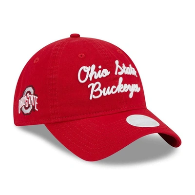 New Era Scarlet Ohio State Buckeyes Script 9twenty Adjustable Hat