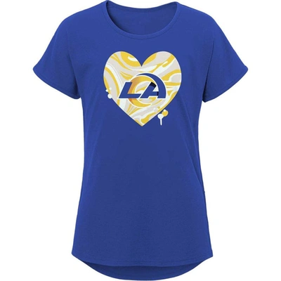 Outerstuff Kids' Girls Youth Royal Los Angeles Rams Drip Heart Dolman T-shirt