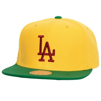 Mitchell & Ness Men's  Yellow, Green Los Angeles Dodgers Hometown Snapback Hat In Yellow,green