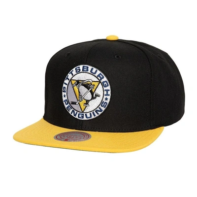 Mitchell & Ness Men's  Black Pittsburgh Penguins Core Team Ground 2.0 Snapback Hat