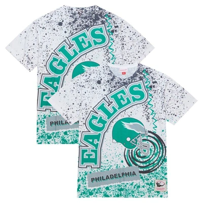 Mitchell & Ness White Philadelphia Eagles Team Burst Sublimated T-shirt