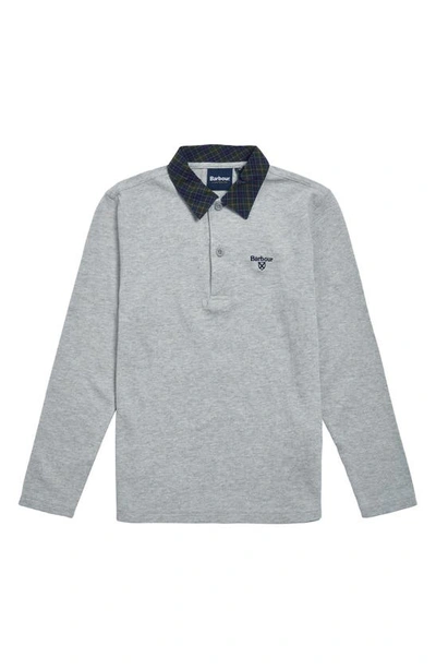 Barbour Kids' Hector Long Sleeve Cotton Piqué Polo In Grey Marl