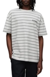 Allsaints Underground Stripe Cotton Graphic T-shirt In Speckle Grey