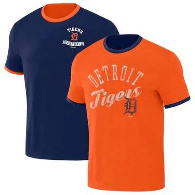 Darius Rucker Collection By Fanatics Navy/orange Detroit Tigers Two-way Ringer Reversible T-shirt