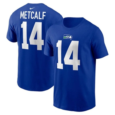 Nike Men's  Dk Metcalf Royal Seattle Seahawks Throwback Player Name And Number T-shirt