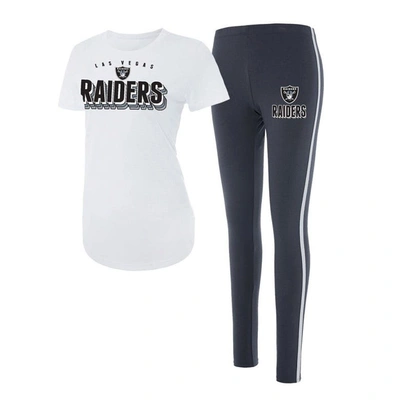 Concepts Sport White/charcoal Las Vegas Raiders Sonata T-shirt & Leggings Set