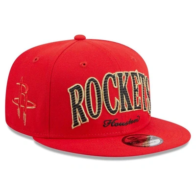 New Era Red Houston Rockets Golden Tall Text 9fifty Snapback Hat