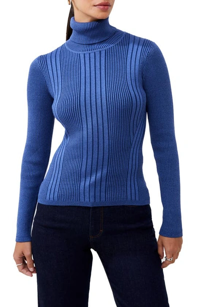 French Connection Mari Rib Stitch Turtleneck Sweater In 40-coastal Fjord