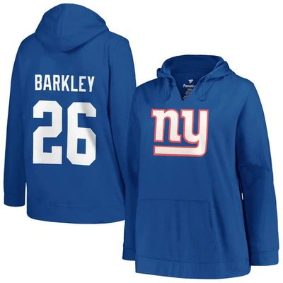 Profile Women's  Saquon Barkley Royal New York Giants Plus Size Player Name And Number Pullover Hoodi