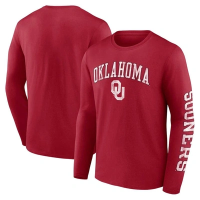 Fanatics Branded Crimson Oklahoma Sooners Distressed Arch Over Logo Long Sleeve T-shirt