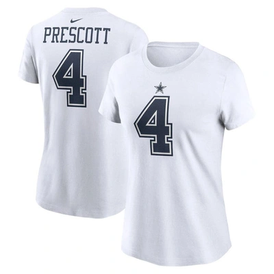 Nike Dak Prescott White Dallas Cowboys Player Name & Number T-shirt