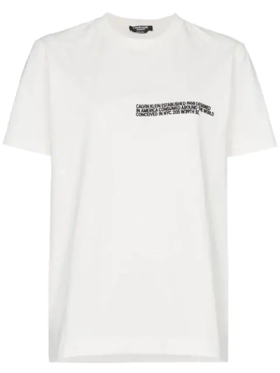 Calvin Klein 205w39nyc White Cotton Embroidered Text T Shirt