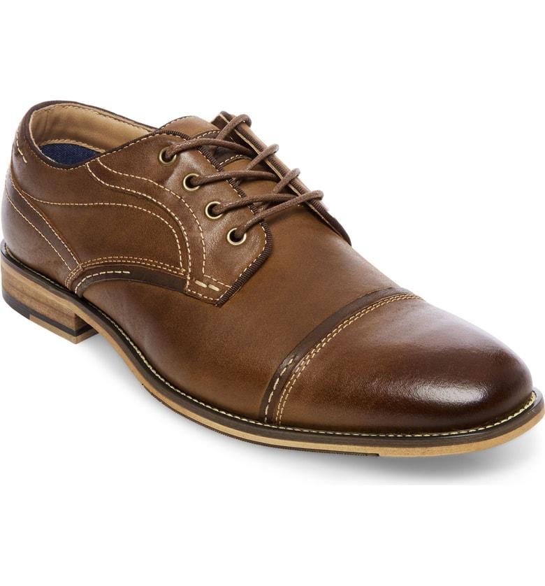 Steve Madden Jenton Cap Toe Derby In Dark Tan Leather | ModeSens