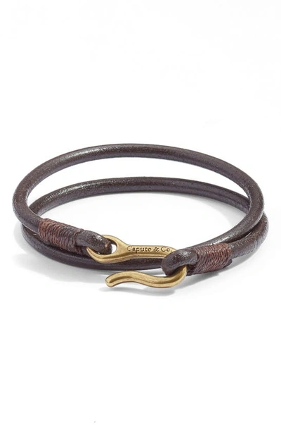 Caputo & Co Leather Cord Wrap Bracelet In Brown