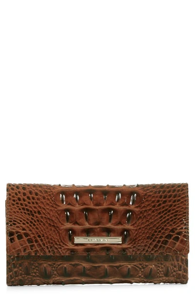 Brahmin Cordelia Croc Embossed Leather Wallet In Pecan