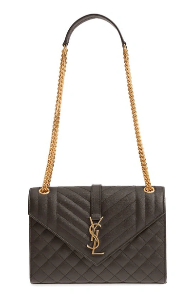 Saint Laurent Medium Cassandra Quilted Leather Envelope Bag In Pebble