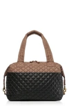 Mz Wallace Large Sutton Shoulder Tote - Black In Acorn/ Black