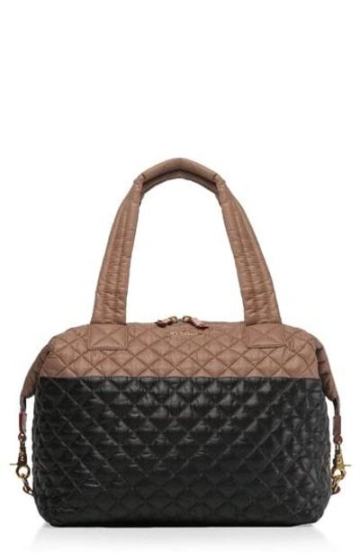 Mz Wallace Large Sutton Shoulder Tote - Black In Acorn/ Black