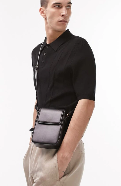 Topman Mixed Stitch Polo In Black