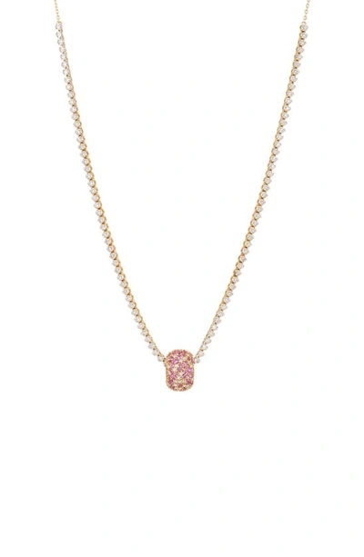 Adina Reyter Pavé Pink Sapphire & Diamond Charm Necklace In Yellow Gold