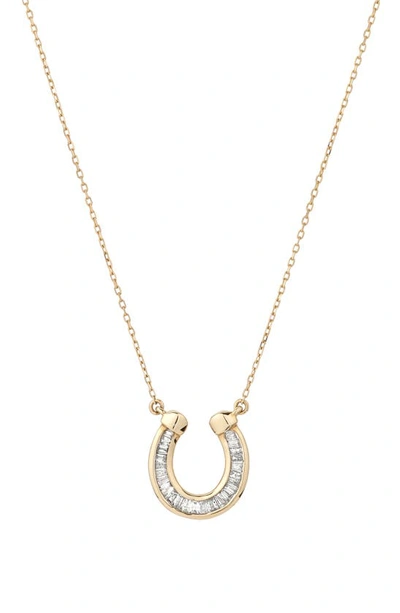 Adina Reyter Baguette Diamond Horseshoe Pendant Necklace In Gold