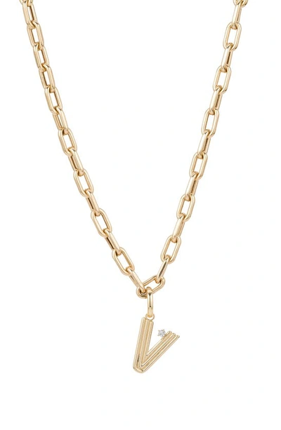 Adina Reyter Initial V Diamond Pendant Necklace In Yellow Gold