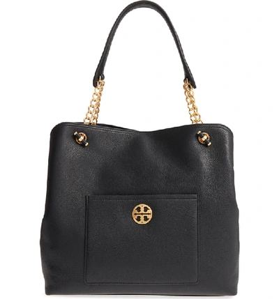 Tory Burch Chelsea Slouchy Leather Shoulder Tote Bag In Black/gold