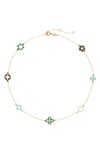 Tory Burch Kira Clover Station Necklace In Tory Gold/multi